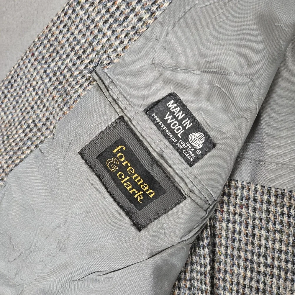 Vintage Harris Tweed Herringbone‎ Tweed Blazer Mens 42 Foreman Clark Made In USA